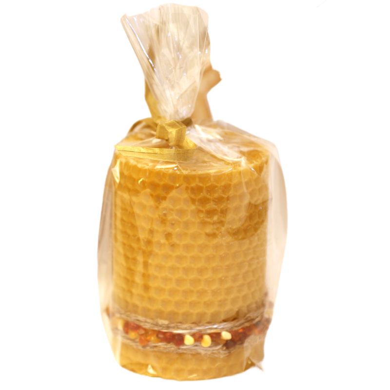 Bougie en cire d&#39;abeille pure roulée à la main avec incrustations d&#39;Ambre